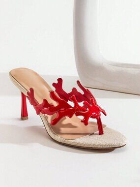 Beige Bohemian Women's Embellished Slip-On Heels